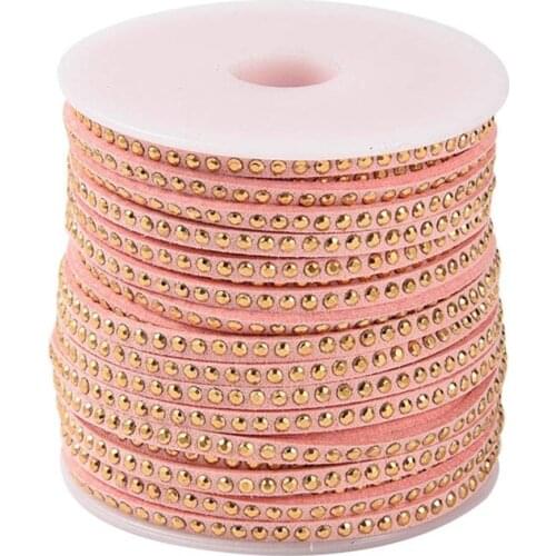20yards/Roll 3x2mm Korean Faux Suede Cord Pink Flat Velvet Leather Cord for DIY Jewelry Making supplies