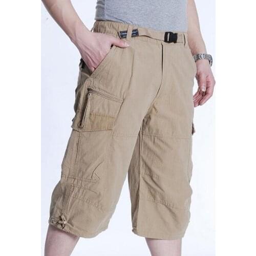Casual Shorts Men Cotton Cargo Shorts Big Pocket Loose Baggy Hip Hop Shorts Bermuda Military Calf-Length Pants Plus size 6XL 7XL