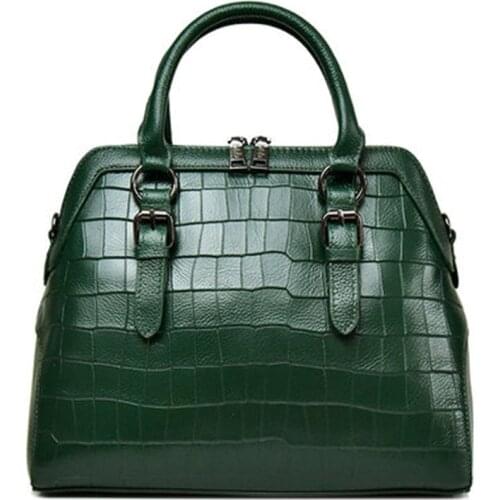 Crocodile Pattern Solid Color Genuine Leather Crossbody Bags For Women 2020 Summer Lady Shoulder Handbags Female Simple Totes