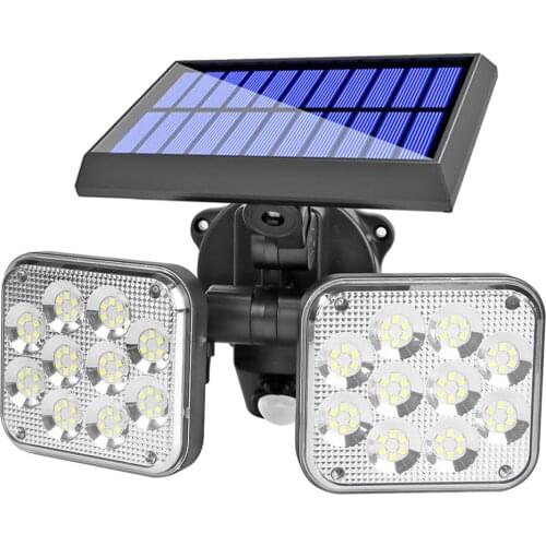 100/120 LED Square Double Head Rotation Solar Garden Light Outdoor Human Body Induction Landscape Street Light Wall Lamp