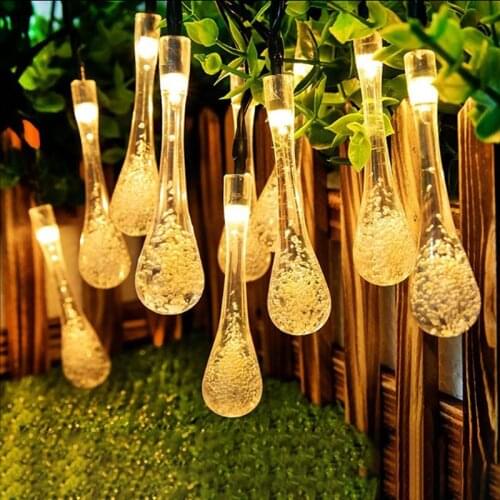 Fairy String Lights Waterdrop Battery Operated Crystal Bubble Water Drop Ball Christmas Xmas Wedding Garden Decor Room Lights