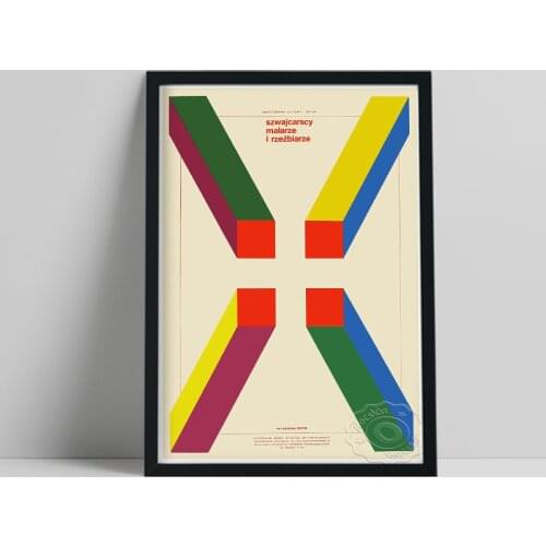 Vintage Polish Theatrical Art Poster, Colored Drawing Geometry Stereo Patterning Art Prints, Nordic Abstract Art Home Wall Decor