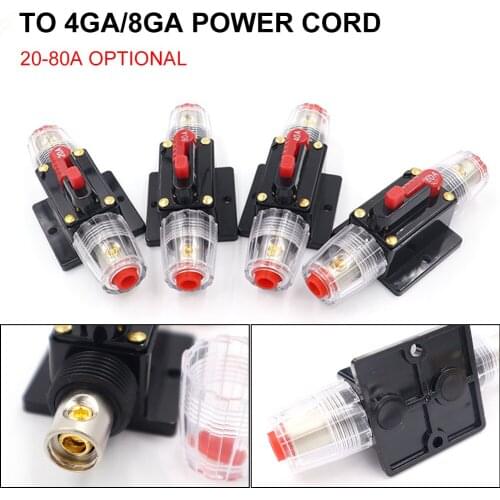 12V-48V Audio Inline Circuit Breaker Manual Reset Fuse Holder 20A 40A 60A 80A Reset Fuse Inverter for Auto Yacht RV Dropshipping