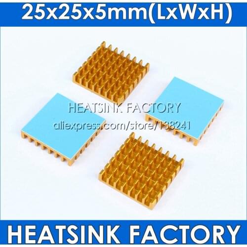 High Quality 5pcs/lot 25x25x5mm Aluminum Heatsink Heat Sink Radiator For Electronic Chip Cooling with Thermal Pad