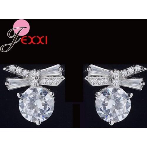 Top Quality 925 Sterling Silver Stud Earrings For Women With Shiny AAAAA+ Cubic Zirconia Suitable For Various occasions
