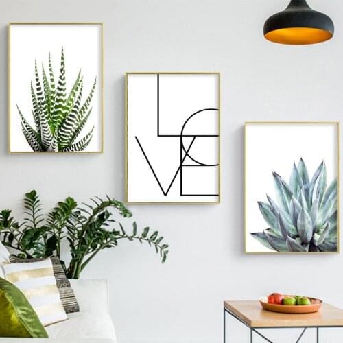 Green Plant Succulent Botanical Canvas Poster Nordic Decorative Print Wall Art Painting Scandinavian Pictures Modern Home Decor