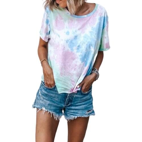 Women Summer New Fashion Printing T Shirt Top Causal Girls Short sleeve Loose T-Shirts Tops Tee tops Crew Neck Outdoor Clothing