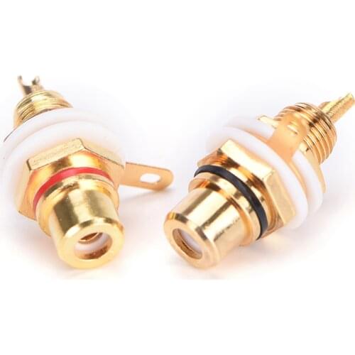 10 Pcs Panel Mount Gold Plated RCA Female Plug Jack Audio Socket Amplifier Chassis Phono Connector With Nut Solder Cup