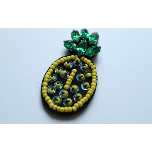 5pc/lot cute pineapple beaded patches on clothes rhinestone appliques for clothing DIY sew on parches ropa Embroidery appliques