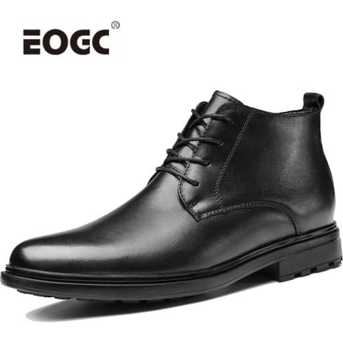 New Autumn Winter Men Boots Genuine Leather Comfortable Business Snow Boots Men Rubber Sole Wear-resistant Ankle Men Shoes