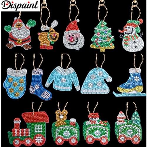 Dispaint 5D Diamond Painting Keychain Special Rhinestone Embroidery Pendant DIY Craft Kits Cross Stitch Key Chain Accessories