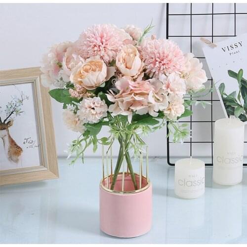INS High Quality Artificial Flowers Photography Home Decoration White Peony Flowers Desktop Bouquet Decor Background Accessories