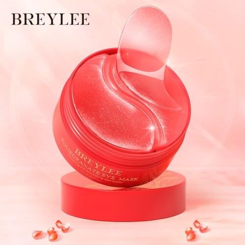 BREYLEE Collagen Eye Mask Patches 60 Pcs Red Pomegranate Eye Masks Care Dark Circle Hydrating Eye Pad Anti-Wrinkles Nourishing