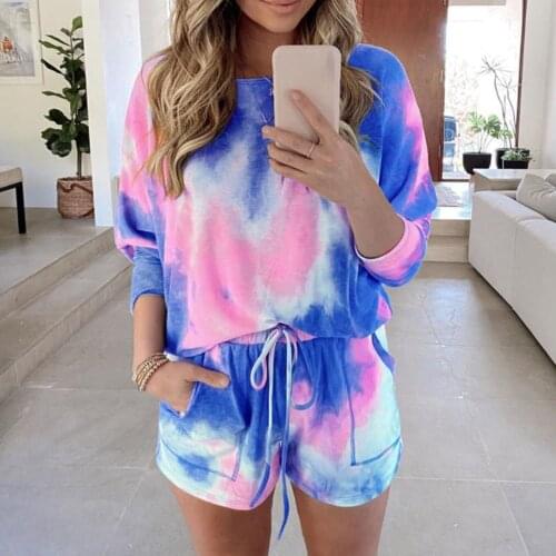 New sports and leisure suit printing tie-dye gradient home two-piece womens clothing