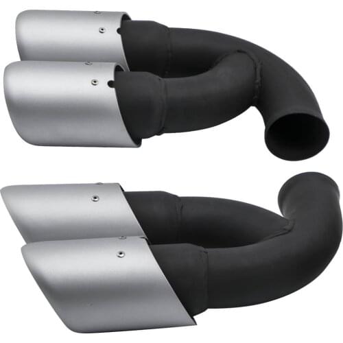 New 2x Dual Pipe Quad Tips for Type 92A Stainless Steel Sports Tail Pipes Black For Porsche Cayenne V8 GTS TURBO S 2010-2014