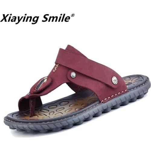 Cow top Leather sandals mens slide Summer 2020 New Beach Men Casual Shoes Outdoor Sandals mens shoes designer size 39-44