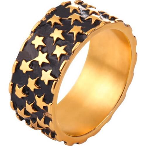 Collare Star Spinner Ring 316L Stainless Steel Gold Color Men Bands Rings Bridal Engagement Jewelry Women Party Ring R002