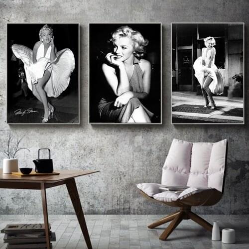 Vintage Figure Posters and Prints Famous Beauty Black and White Photo Canvas Painting Cuadros Wall Art Pictures for Home Decor