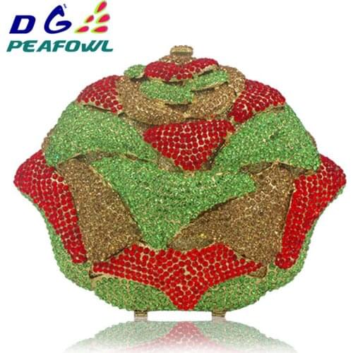 Handmade Animal 3D Elephant Shape Gold Crystal Women Evening Handbag and Purse Metal Wedding Prom Minaudiere Clutch Bag