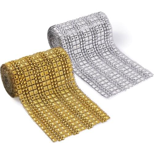 Mixed Color 8/16 Rows Plastic Diamond Mesh Wrap Roll Rhinestone Crystal Ribbon for Birthday Wedding Party Decoration
