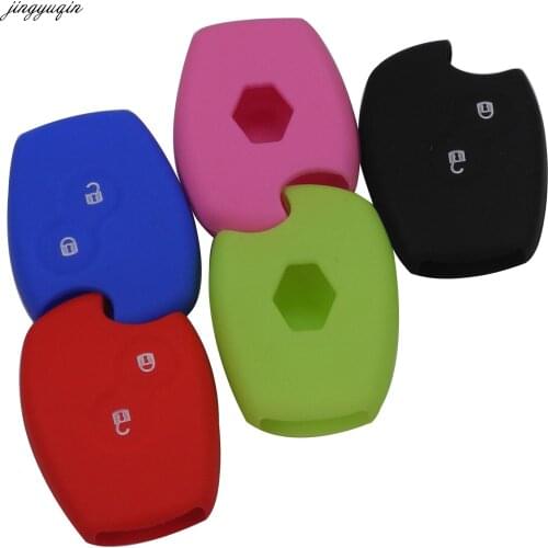 Jingyuqin 30pcs/lot Silicone Car Key Case Cover 2 Buttons For Renault Scenic Megane Sandero Captur Twingo Modus