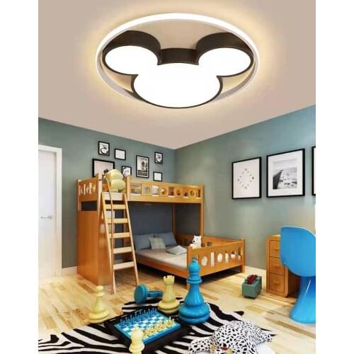 Modern Led Ceiling Light Fixtures Black/white Mickey Ceiling Lamps For Living Childrens Room Bedroom 220v Dimmable Plafondlamp