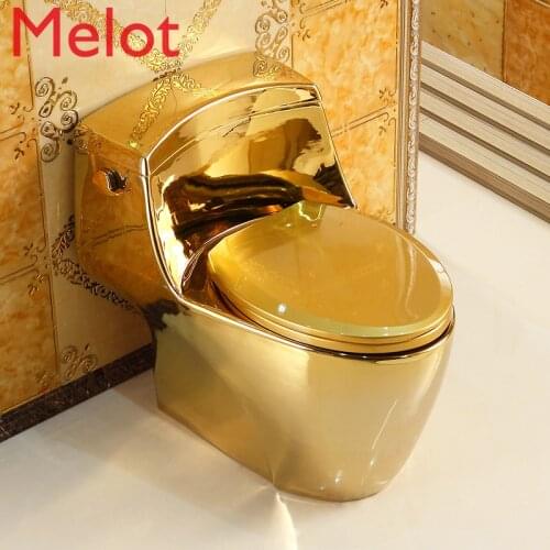 Gold toilet with European style water side pressing toilet super swirling siphon water saving and odor proof color toilet