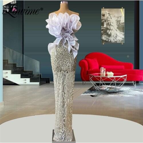 Arabia Beading Mermaid Evening Dresses 2021 Formal Dress Gowns Middle East Women Party Dress Long Crystals Prom Dress Vestidos