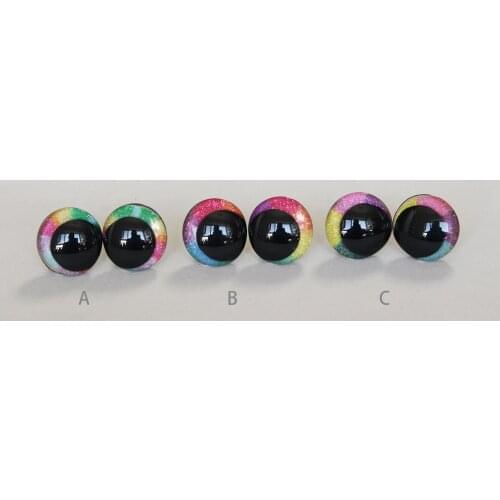 100PCS/LOT 25mm new Cartoon 3D RAINBOW glitter toy eyes funnny doll eyes With washer 19colors option