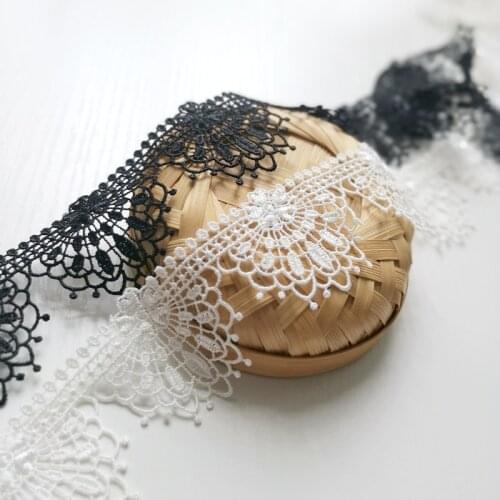 9/20yards 4.3cm black white water soluble lace Trim Lace Fabric ribbon DIY dress wedding curtain skirt decoration accessories