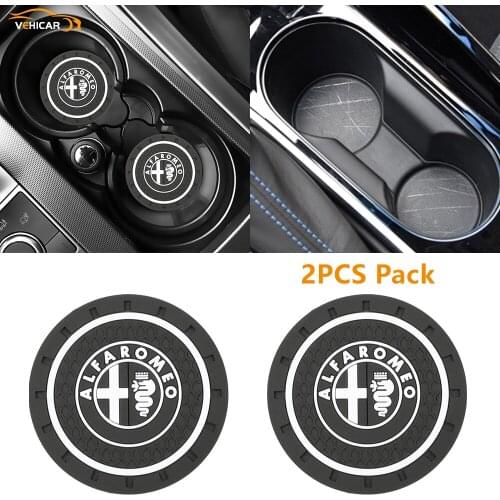 VEHICAR 2PCS Car Coaster Bottle Pad for Alfaromeo Car Water Cup Anti-Slip Pad Scratch Proof Accessories Car Styling Silicone Mat
