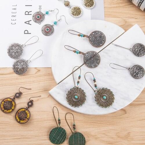 2020 new bohemian Round version of the earrings female models stones acrylic pendant earrings women ethnic big geometric jewelry