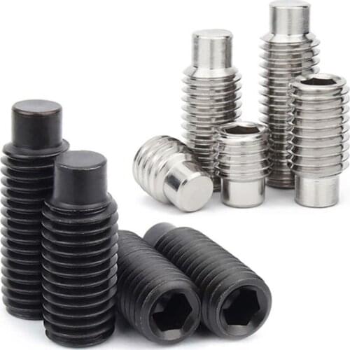 50p DIN915 304 Stainless Steel Black Grade 12.9 Hex Hexagon Socket Set Screw with Dog Point Grub Convex End Bolt M2.5 M3 M4 M5M6