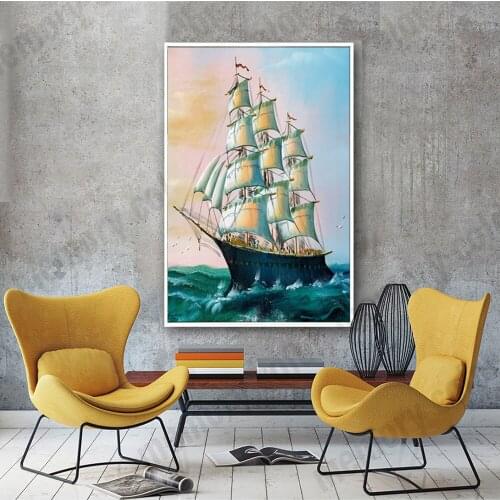 Abstract Canvas Print Painting sailboat Old Rig regatta Poster Wall Art Picture Landscape Poster For Decoration No Frame LZ1046