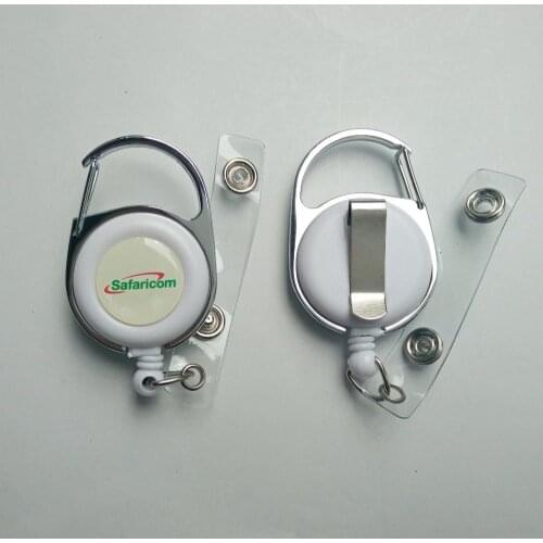 Free shipping 1000pcs/lot customized logo badge reel; promotional retractable plastic badge holder; belt clip BR43