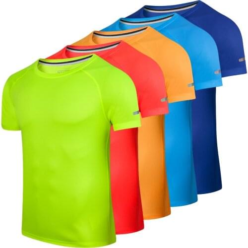Quick Drying Workout Running Fitness Round Neck Shirt Breathable Tops Jersey Gym T-Shirts Clothing Badminton Men Sports Shirts