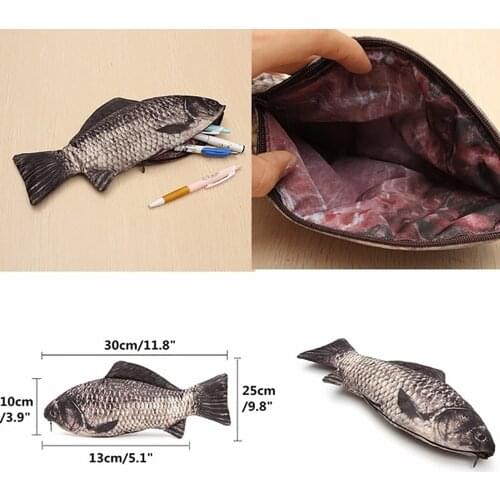 Carp Pen Case Realistic Fish Shape Make-up Pouch Pen Pencil Case With Zipper Pencil Bag Pouch Case office accessories Pens Cases