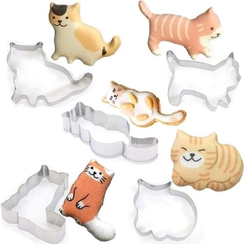 DIY Cookie Cutting Moulds Cat Shape Cartoon Baking Molds Fondant Gadgets Pastry Biscuit Cake Baking Cookie Cooking Mould