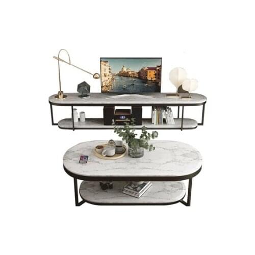 Home Nordic modern minimalist new small apartment marble TV cabinet coffee table combination double coffee table table living ro