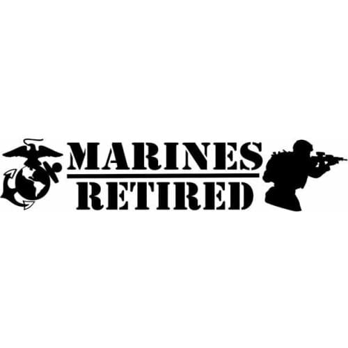 Personality Car Stickers USMC MARINES Retired PVC Car Decoration Accessories Stickers Creative Waterproof Sunscreen Black/white