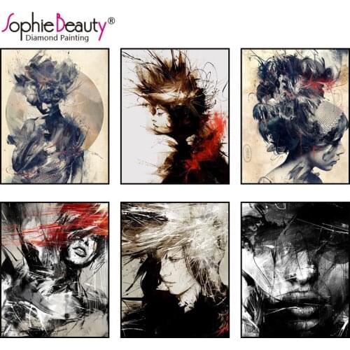 Diy Diamond Painting Cross Stitch Crystal Square diamond Set Beauty Gray Cool Girl Handcraft Embroidery Mosaic Drawing