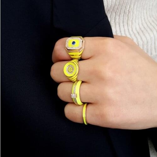 New Neon Trendy Summer Collection High Quality 925 Sterling Silver Party Ring Women Fine Jewelry Luxury Femme Accessories