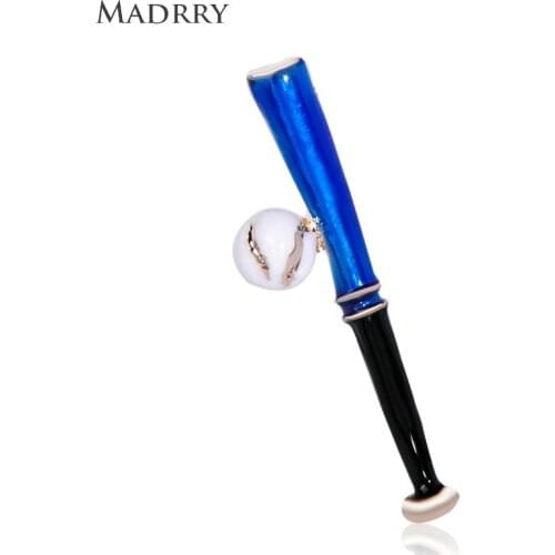 Madrry New Arrival Fashion Small Baseball Shape Brooches Blue Enamel Brooch For Sports Women Men Coat Collar Bag Pins Jewelry
