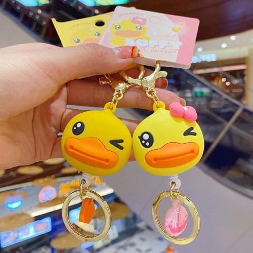 Cute Cartoon Duck Yellow Duck Cord Reel Lanyard Clip Key Ring Retract Pull Tag Recoil Badge Belt Rope Holder Keyring Keychain