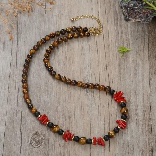 Fashion retro ethnic beaded necklace unisex red coral tribal necklace new ethnic jewelry surfer necklace gift for him