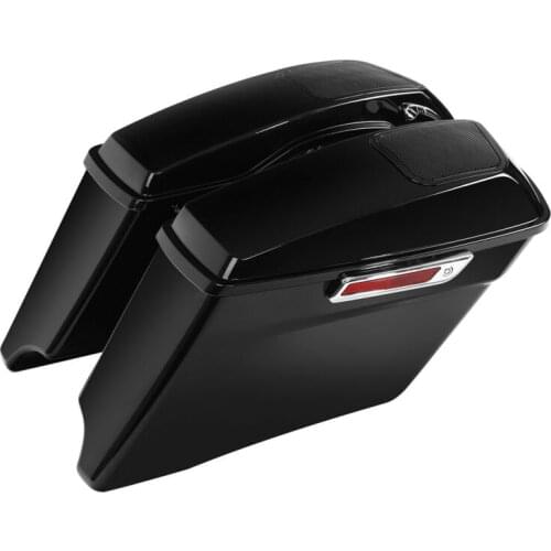 Motorcycle 4" Stretched Extended Saddlebag 6x9 Speaker Lids For Harley CVO Touring Road King Glide 2014-2021 Vivid Black
