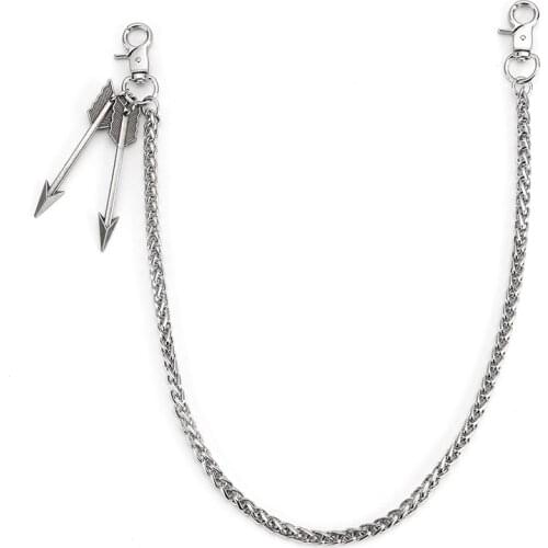 Men Heavy Gunmetal Waist Biker Skull Wallet Key Chain Rock Punk Trousers Motorcycle HipHop Leather Pant Jean Chain DR230