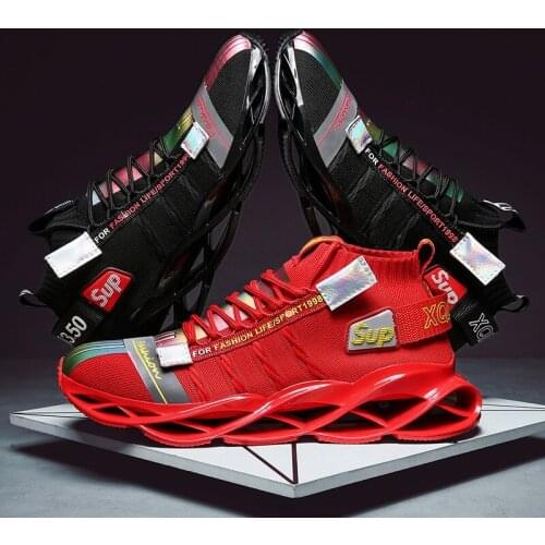 Mens New Flying Woven Tide Shoes Outdoor Breathable Shock Absorption Running Sneakers Large Size Explosion Basketball Shoes