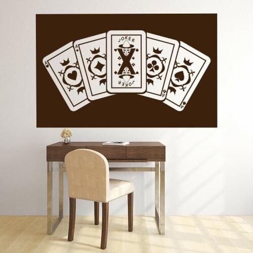 Ace Joker Card Wall Decal Card Games Poker Gambling Club Interior Decoration Vinyl Door Window Stickers Man Cave Art Mural Q093