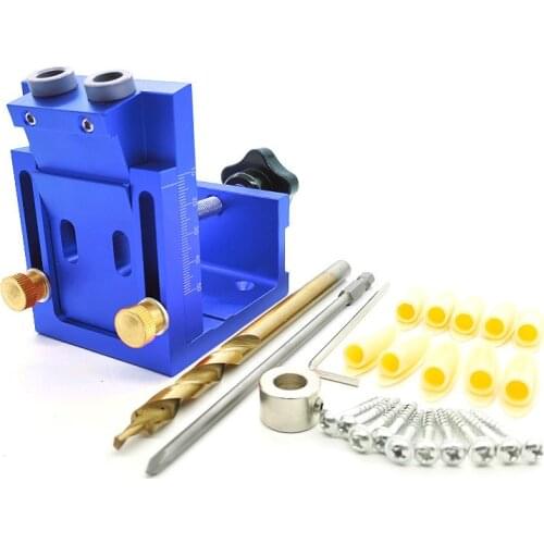 Hole Drill Guide Dowel Jig Woodworking Oblique Hole Locator Drilling Kit Aluminium Woodworker DIY Tools with Drill Bit Tool Set